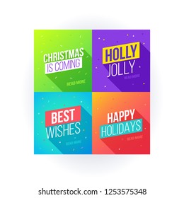 Merry Christmas and happy New Year banner template. Christmas greetings elements invitation card. Vector print holiday poster