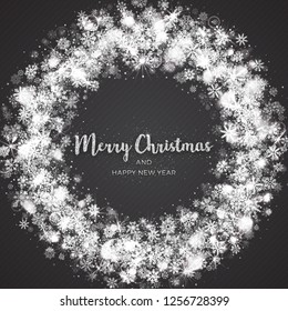 Merry Christmas and Happy New Year Greeting Card Vector Abstract Background. Xmas Wreath Art Illustration