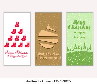 Merry Christmas and Happy New Year greeting cards