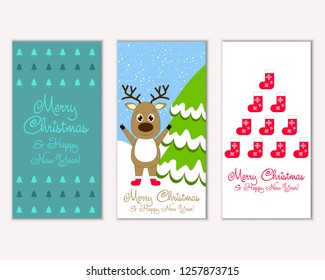 Merry Christmas and Happy New Year greeting cards