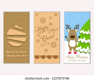 Merry Christmas and Happy New Year greeting cards