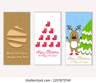 Merry Christmas and Happy New Year greeting cards