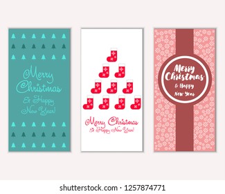 Merry Christmas and Happy New Year greeting cards