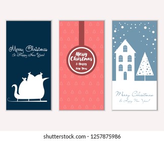 Merry Christmas and Happy New Year greeting cards