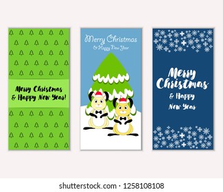 Merry Christmas and Happy New Year greeting cards