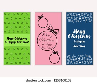 Merry Christmas and Happy New Year greeting cards