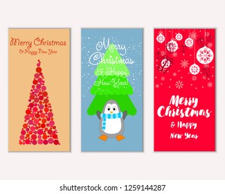 Merry Christmas and Happy New Year greeting cards