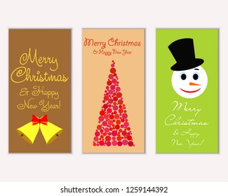 Merry Christmas and Happy New Year greeting cards