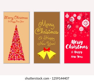 Merry Christmas and Happy New Year greeting cards