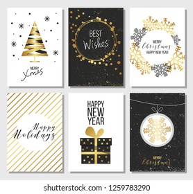 	
Merry Christmas and happy new year background. Vector illustration with Christmas elements. Set of greeting cards.