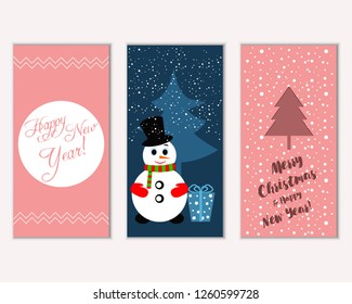 Merry Christmas and Happy New Year greeting cards
