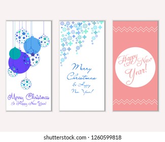 Merry Christmas and Happy New Year greeting cards