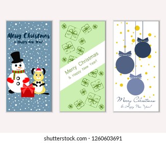 Merry Christmas and Happy New Year greeting cards