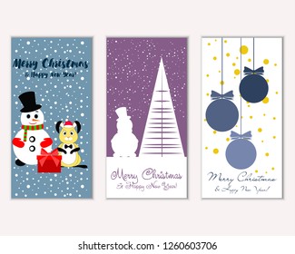 Merry Christmas and Happy New Year greeting cards