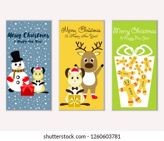 Merry Christmas and Happy New Year greeting cards