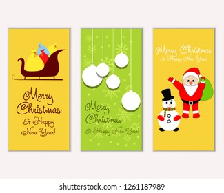 Merry Christmas and Happy New Year greeting cards
