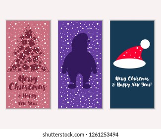 Merry Christmas and Happy New Year greeting cards