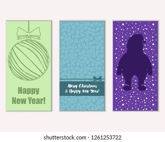 Merry Christmas and Happy New Year greeting cards