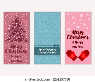 Merry Christmas and Happy New Year greeting cards