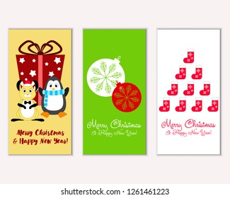 Merry Christmas and Happy New Year greeting cards