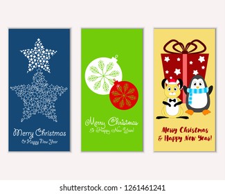Merry Christmas and Happy New Year greeting cards