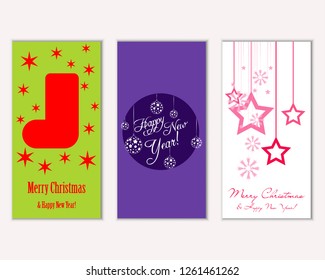 Merry Christmas and Happy New Year greeting cards