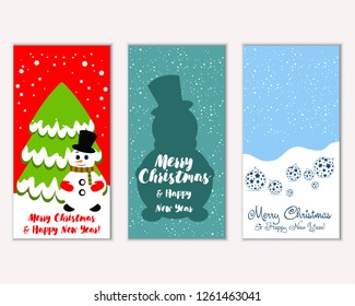 Merry Christmas and Happy New Year greeting cards