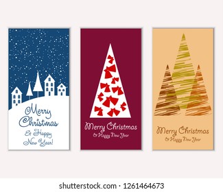 Merry Christmas and Happy New Year greeting cards