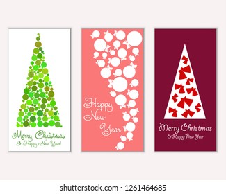 Merry Christmas and Happy New Year greeting cards