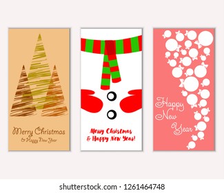 Merry Christmas and Happy New Year greeting cards