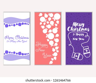 Merry Christmas and Happy New Year greeting cards