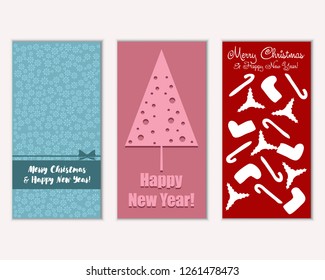 Merry Christmas and Happy New Year greeting cards