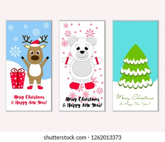 Merry Christmas and Happy New Year greeting cards