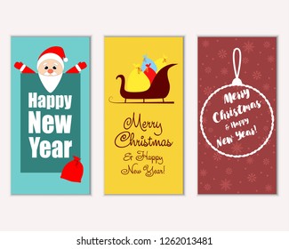Merry Christmas and Happy New Year greeting cards