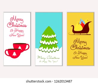 Merry Christmas and Happy New Year greeting cards