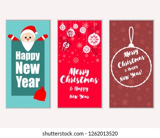 Merry Christmas and Happy New Year greeting cards