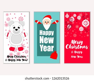 Merry Christmas and Happy New Year greeting cards