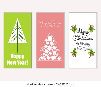 Merry Christmas and Happy New Year greeting cards