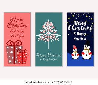 Merry Christmas and Happy New Year greeting cards
