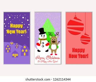 Merry Christmas and Happy New Year greeting cards