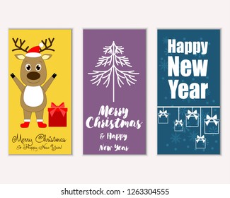 Merry Christmas and Happy New Year greeting cards