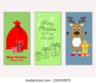 Merry Christmas and Happy New Year greeting cards