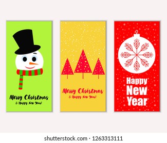 Merry Christmas and Happy New Year greeting cards