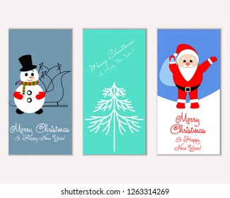 Merry Christmas and Happy New Year greeting cards