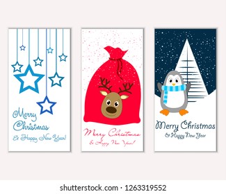 Merry Christmas and Happy New Year greeting cards