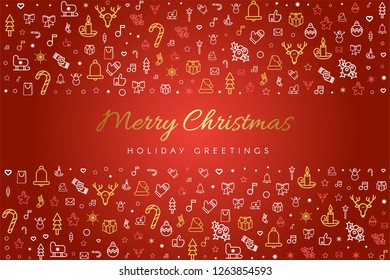 Merry Christmas and Happy New Year greeting card vector template