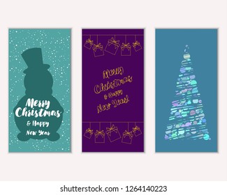 Merry Christmas and Happy New Year greeting cards