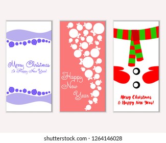 Merry Christmas and Happy New Year greeting cards