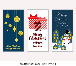 Merry Christmas and Happy New Year greeting cards
