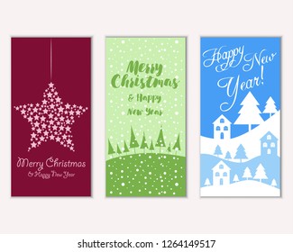 Merry Christmas and Happy New Year greeting cards